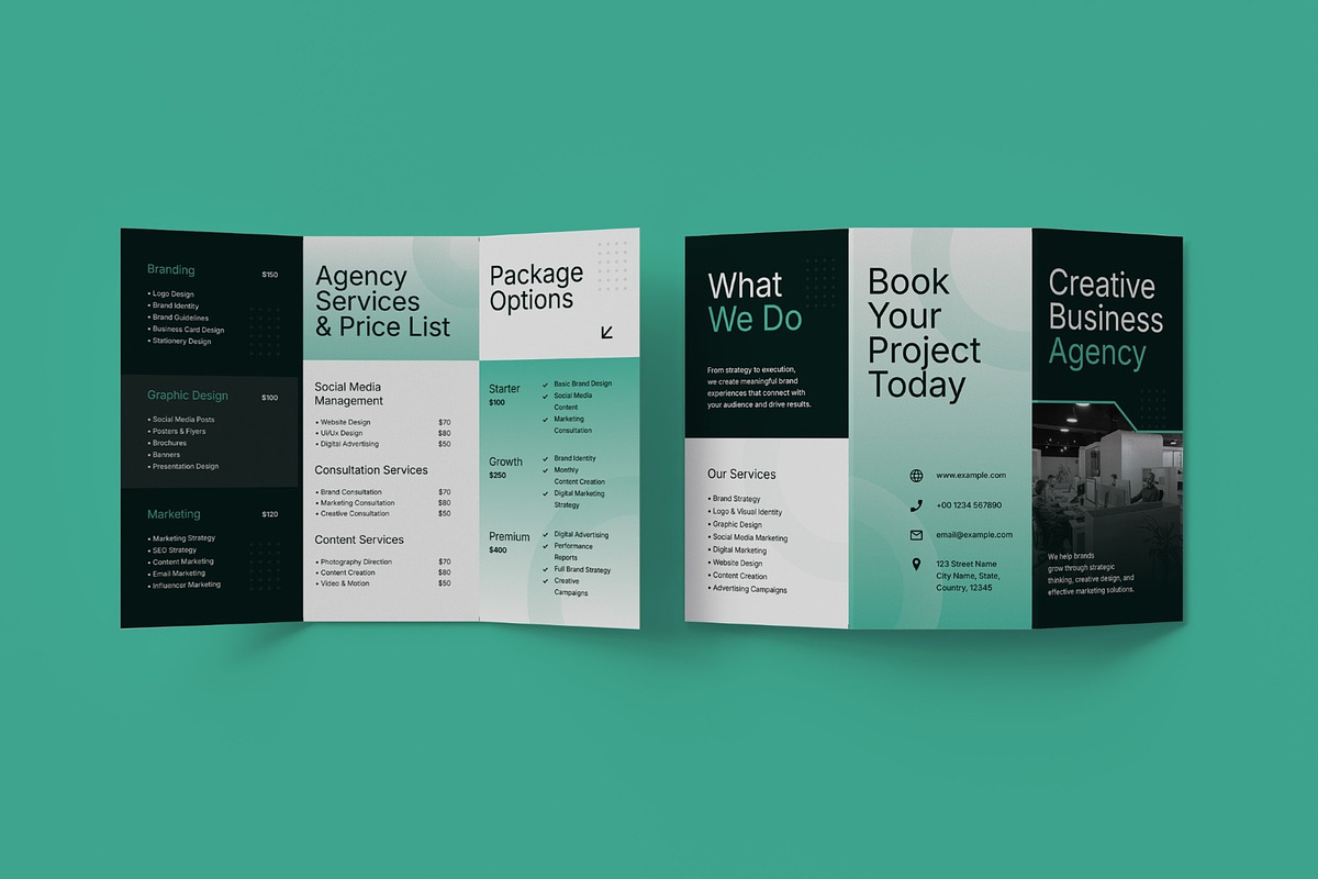 Business Price List Trifold Brochure, a Brochure Template by graphicook (Photo 2 of 3)