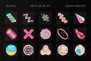 Holo Fantasy Abstract 3D PNG Shapes