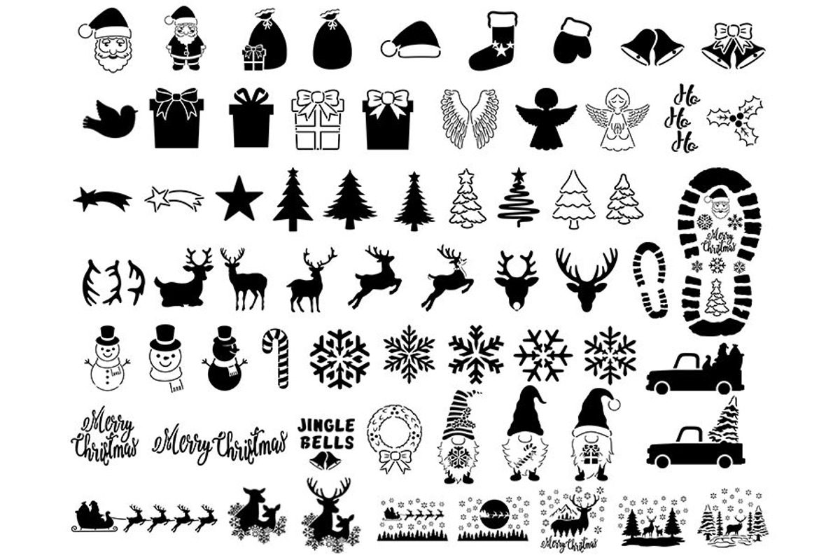 65 Christmas Stencil SVG, Bundle., an Object Graphic by Doodle Cloud Studio (Photo 1 of 2)
