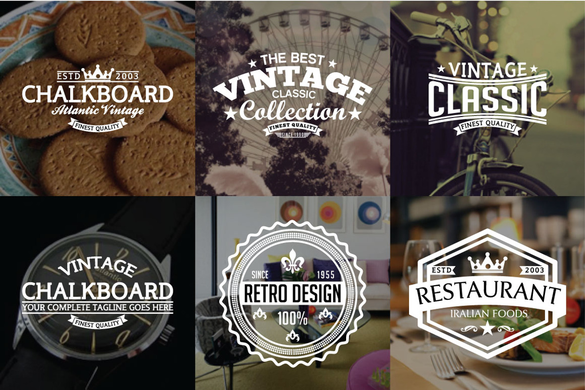 60 Vintage Badges and Logos Bundle, a Branding & Logo Template by shazi (Photo 2 of 21)