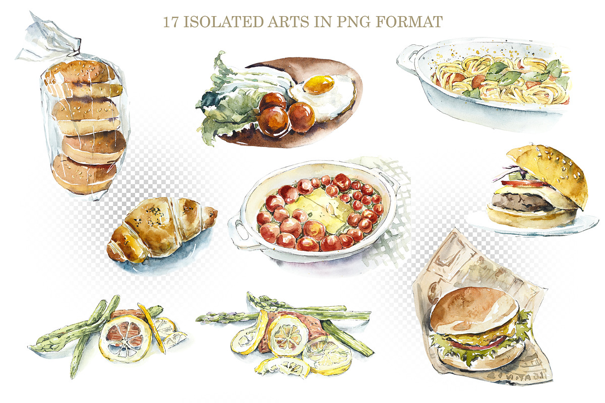 Watercolor Sketch. Homemade Food, a Food Illustration by Budogoshch (Photo 2 of 5)