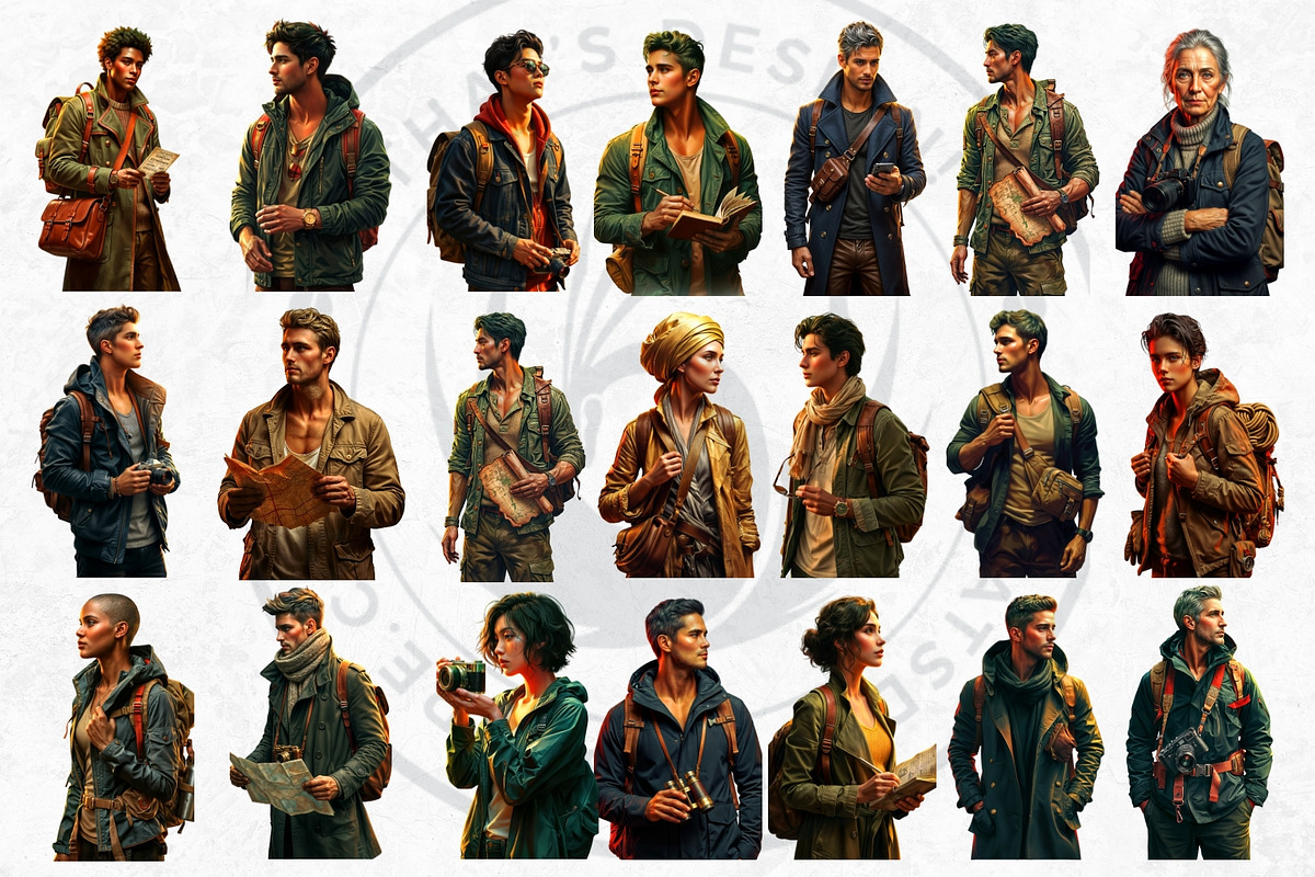 Golden Hour Travelers characters, a Decorative Illustration by ThatsDesignArt (Photo 9 of 19)