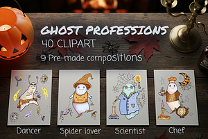 spooky cute ghost Halloween clipart