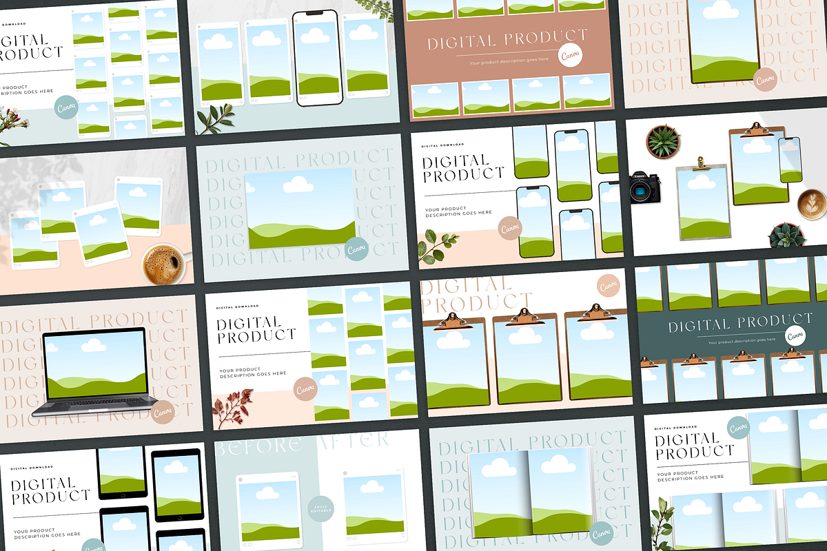 Canva Digital Product Mockups, a Marketing Template by Marigold Studios (Photo 6 of 11)