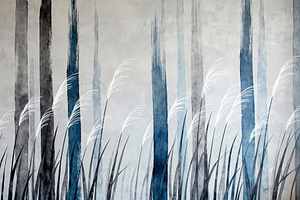 Pampas Grass Mural Wallpaper, a Decorative Illustration by Virgo Studio