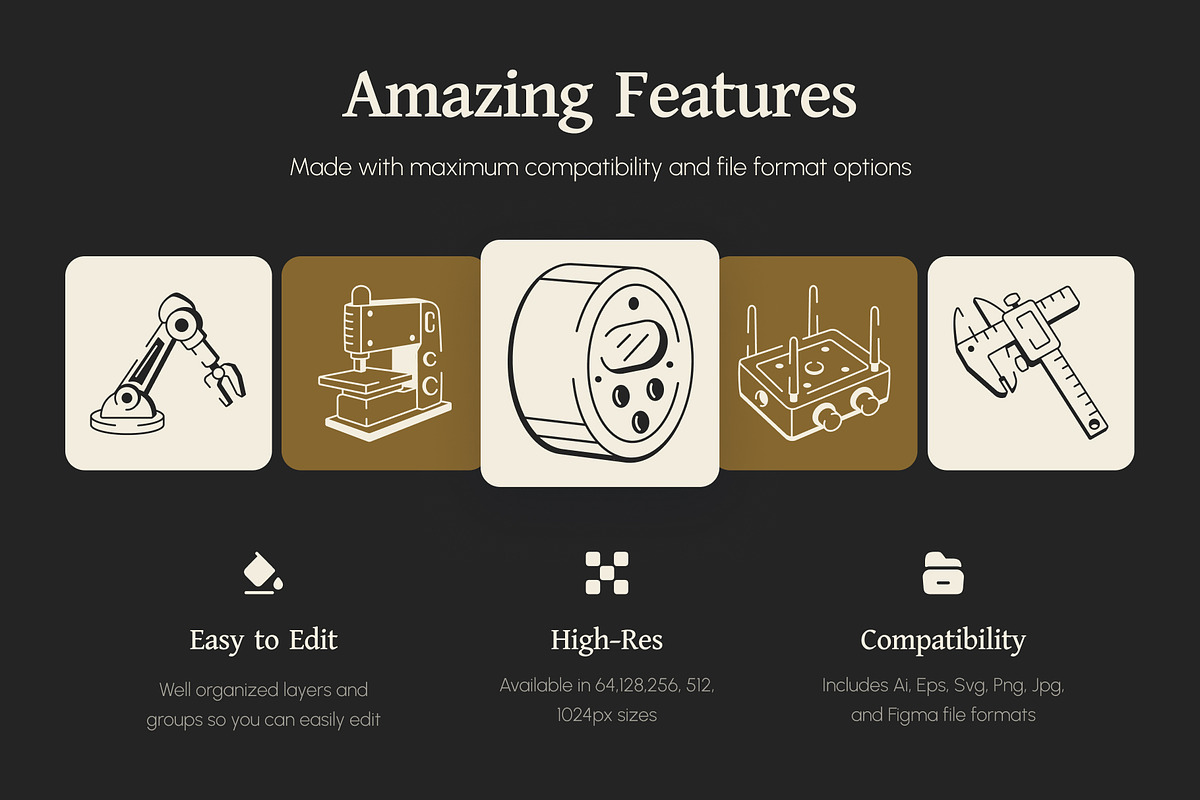 Manufacturing Doodle Icon, an Outline Icon by Vectors Market (Photo 2 of 8)