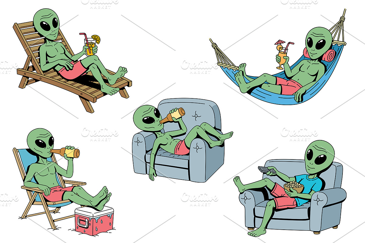 Alien: 5 illustrations stay relaxed, a Person Illustration by gunaonedesign (Photo 2 of 10)