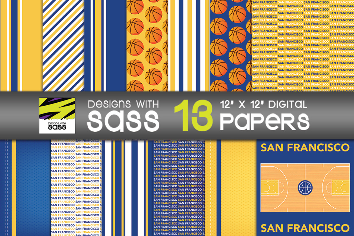 San Francisco Basketball Pattern, a Pattern Graphic by Designs With Sass