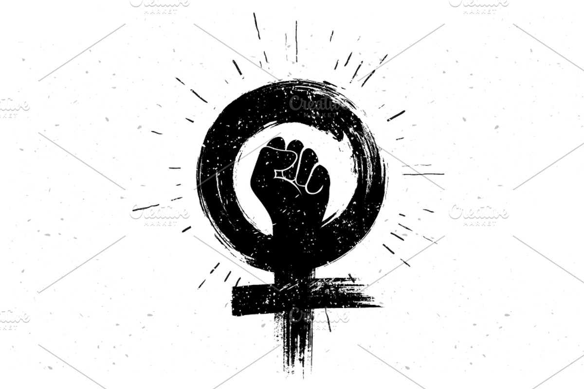 women resist symbol raised fist icon, an Object Illustration by Black White Mouse Design (Photo 1 of 3)