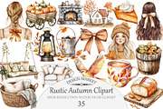 Watercolor Rustic Autumn Clipart, an Illustration by Design Market (Thumbnail 1 of 4)