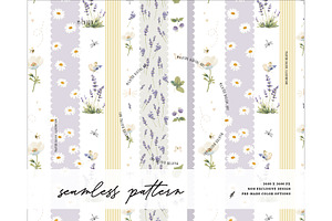 Lavender Daisy Flower Meadow pattern