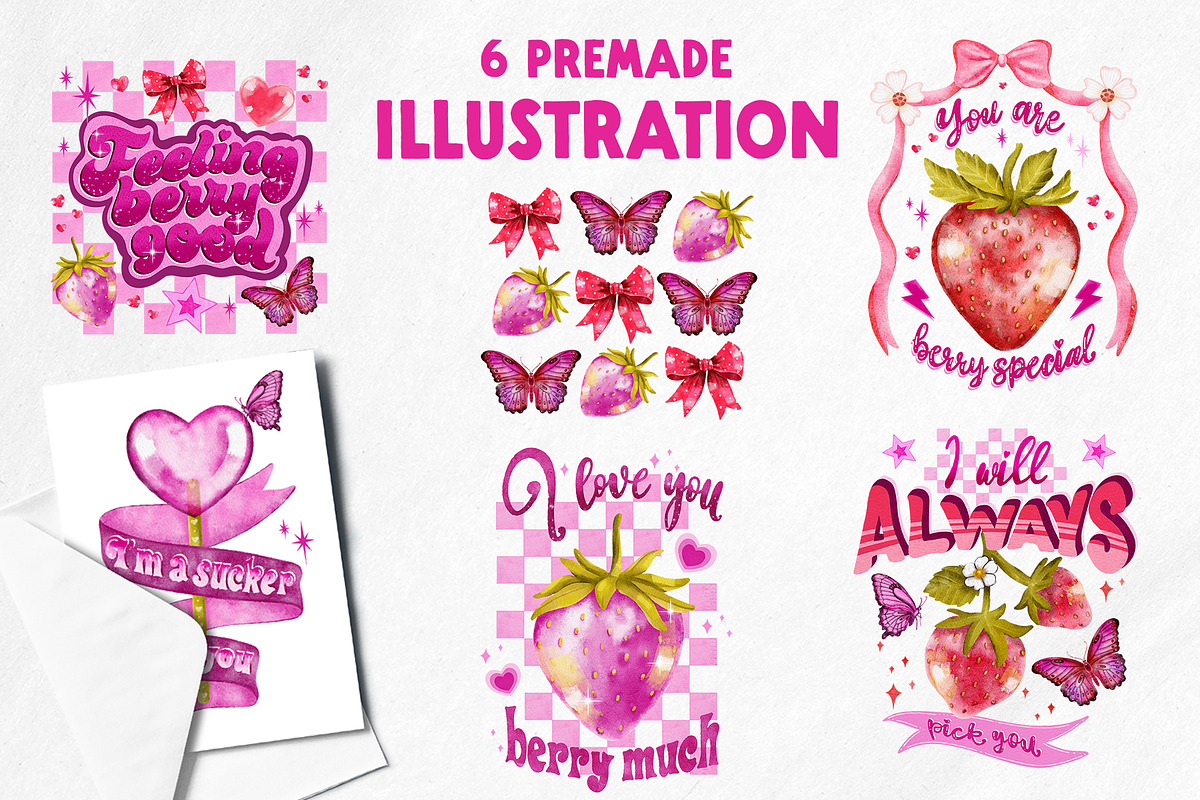 Pink Valentine watercolor collection, an Object Illustration by Yelloo Fish (Photo 4 of 13)