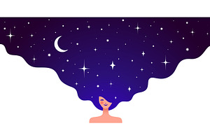 Dream universe flows through woman, a Person Illustration by Foxys Graphic