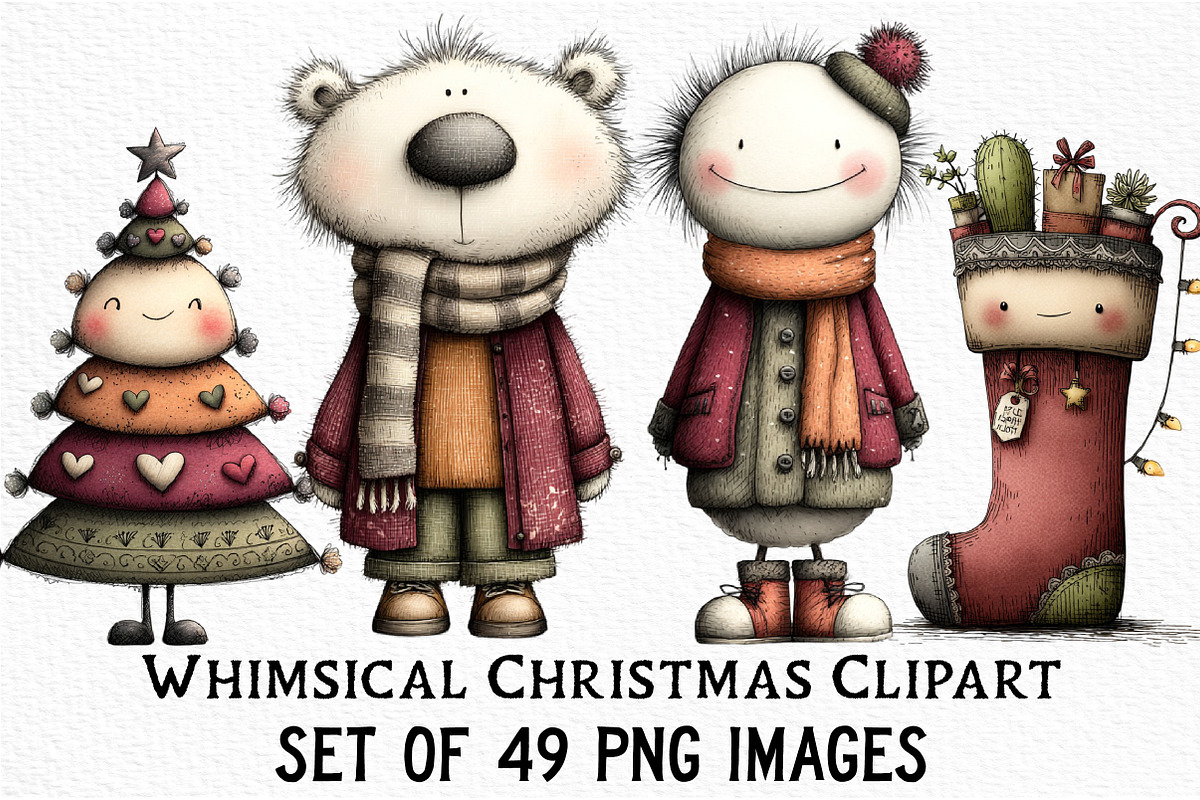 Whimsical Christmas Clipart Bundle, an Illustration by Craft Nest (Photo 1 of 6)