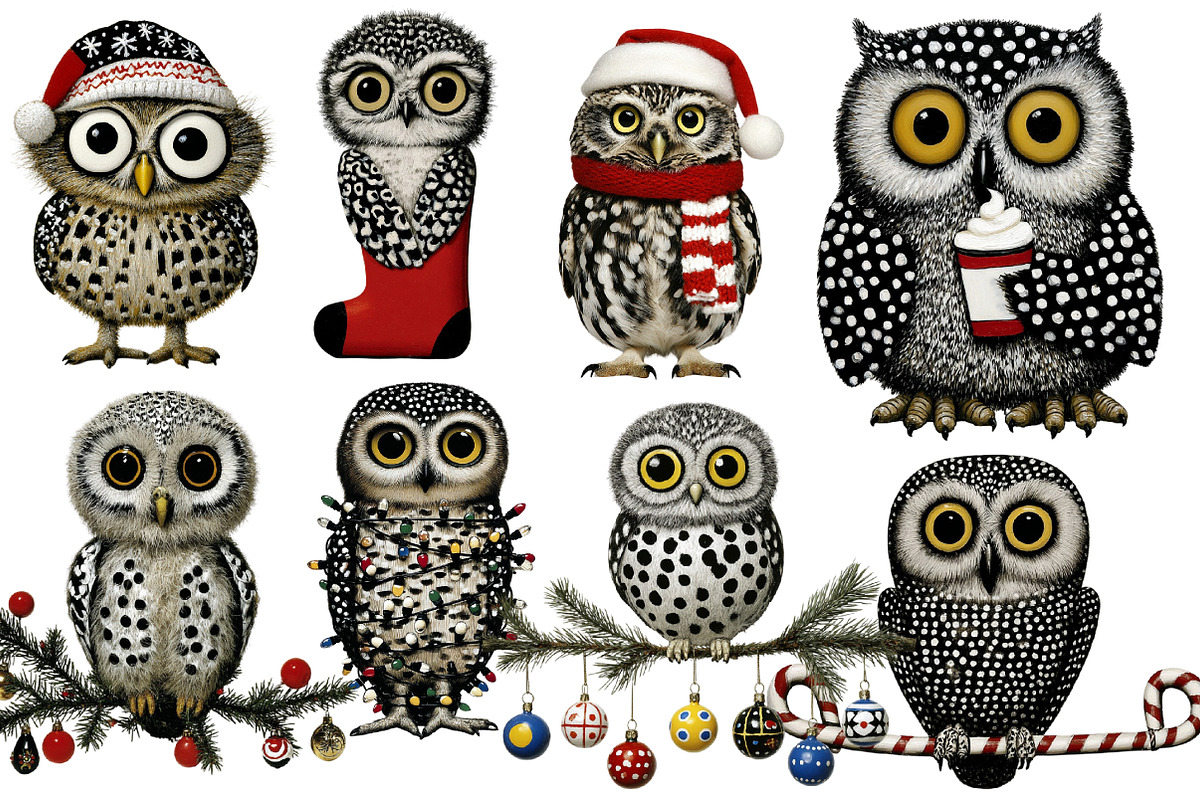 Christmas Owl Clipart, an Illustration by Designworld (Photo 3 of 4)