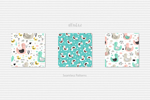 Cute Ducks Seamless Patterns