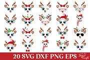 Christmas Reindeer Faces SVG Pack, an Illustration by Anastasia Feya (Thumbnail 4 of 5)