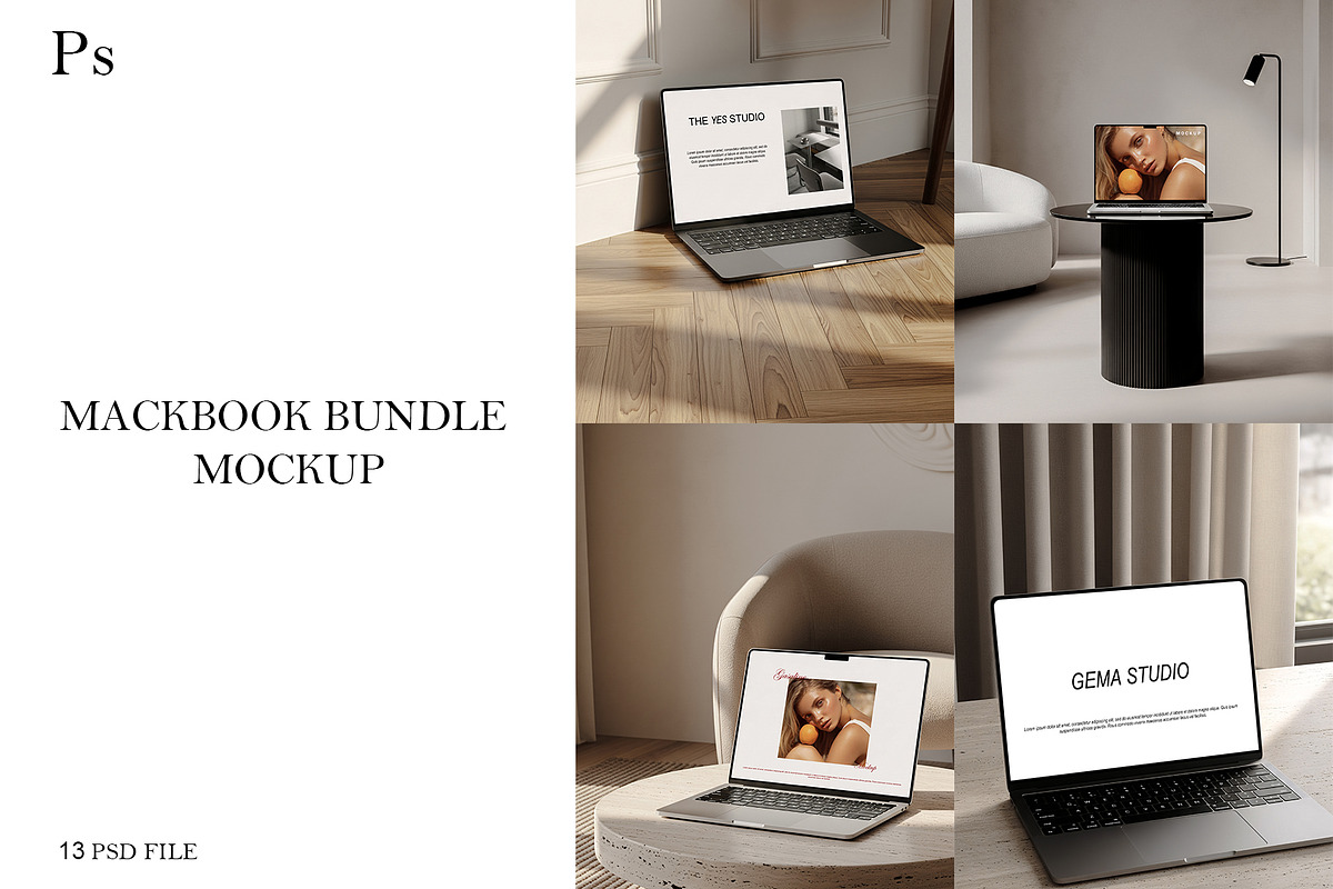 MACKBOOK MOCKUPS BUNDLE, a Mac Mockup by Aquarianz Studio (Photo 1 of 3)