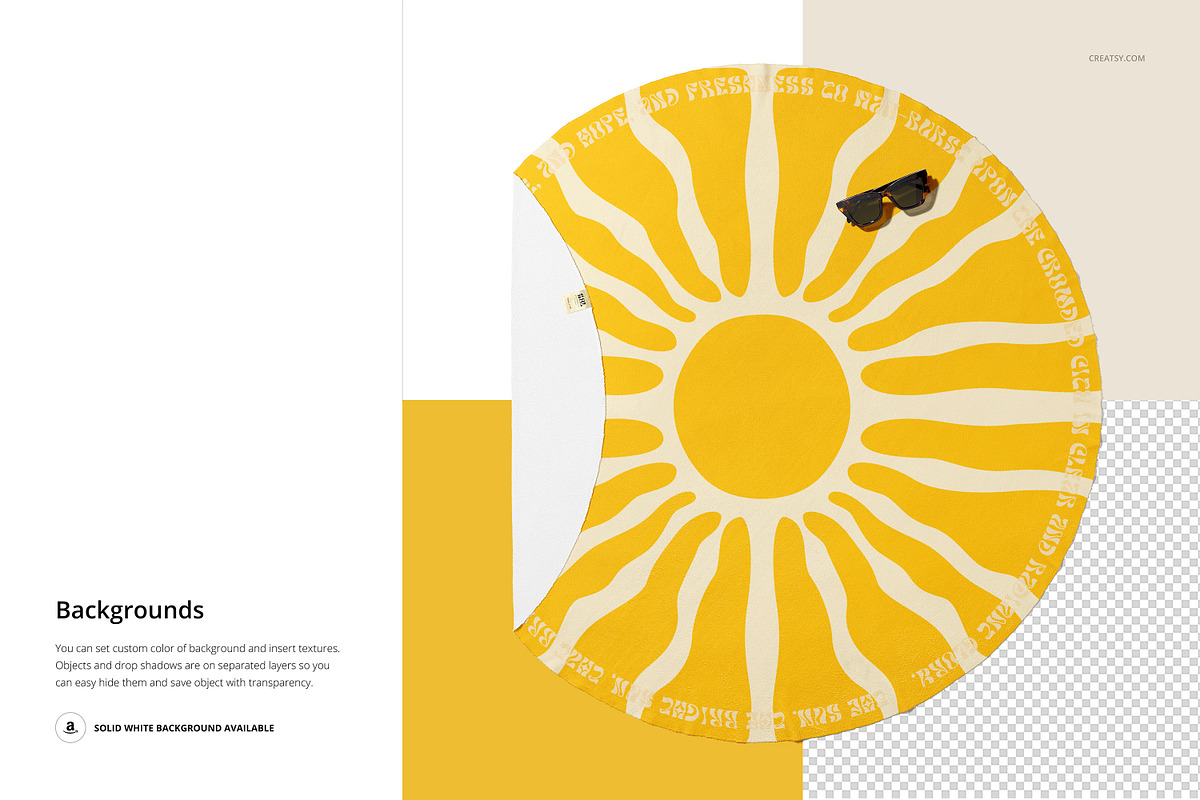 Microfiber Round Beach Towel Mockup, a Product Mockup by Creatsy (Photo 8 of 9)
