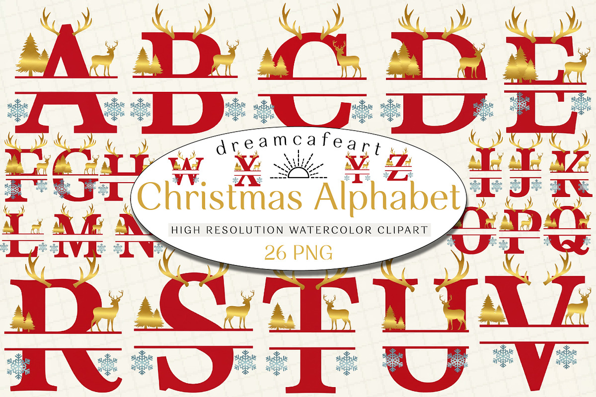 Christmas Clip Art Alphabet Letters, an Illustration by DreamCafeArt (Photo 1 of 7)