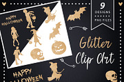 Gold Halloween Silhouette Clipart, a Graphic by ConfettiBears (Thumbnail 1 of 5)