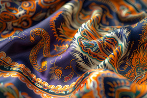 This vibrant fabric features a detai, a Photo by Tanuart