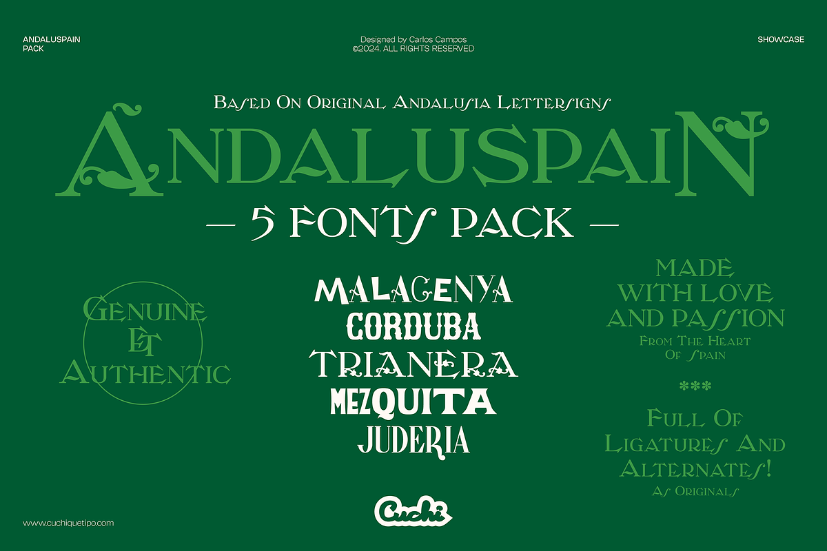 Andaluspain, a Serif Font by Cuchi, qué Tipo! Foundry (Photo 1 of 11)