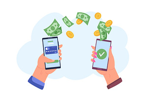 Phone money transfer. Hand hold, a Technology Illustration by Stock-Smart-Start