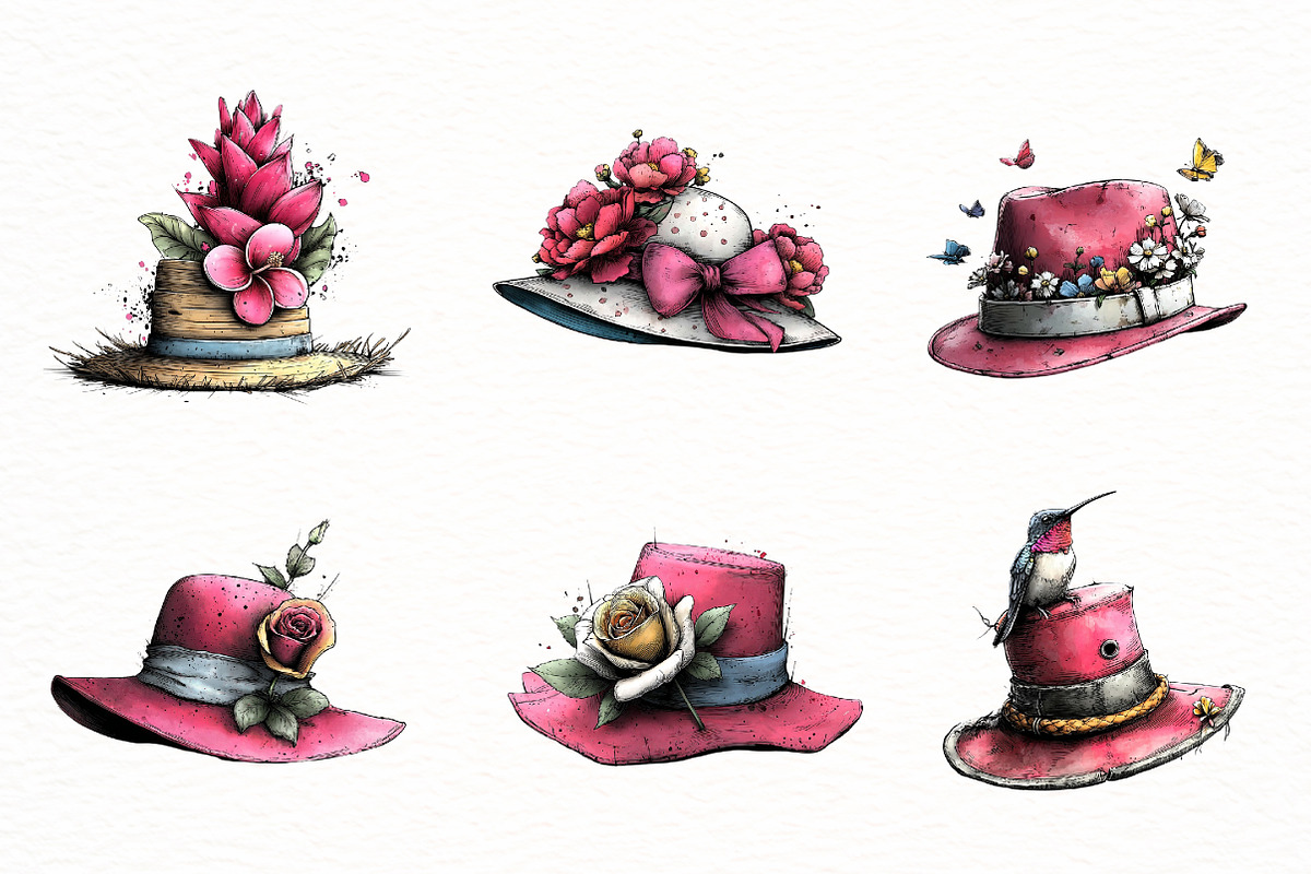Whimsical Summer Hat Clipart, an Illustration by Designworld (Photo 2 of 8)