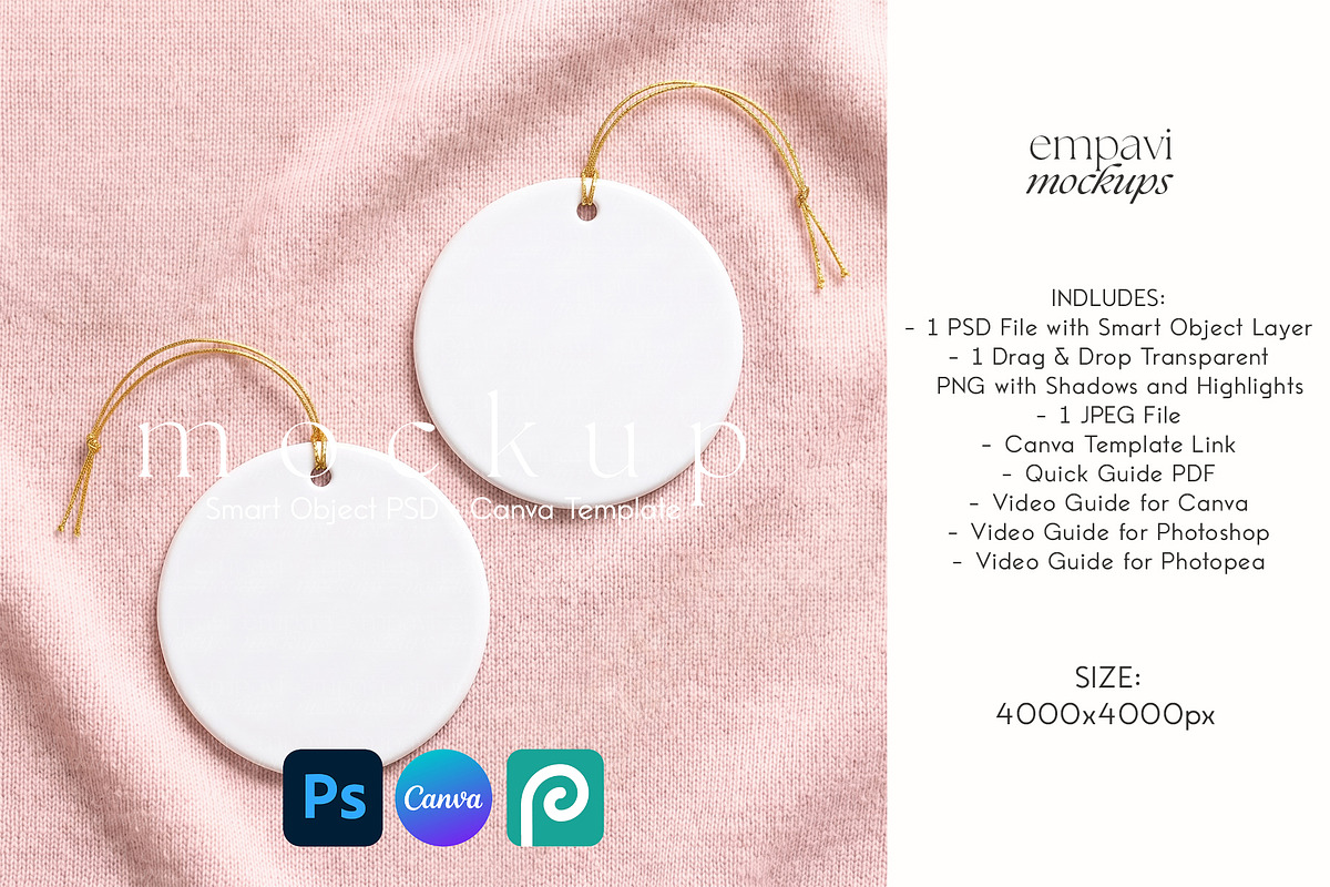 Round Ornament Mockup Set of 2, a Household Mockup by EmpaviMockups (Photo 1 of 5)
