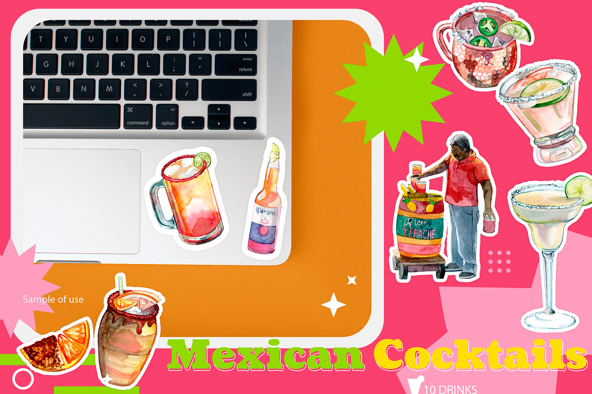 Mexican Cocktail cocteleria mexicana, a Food Illustration by CpandoShop (Photo 3 of 4)