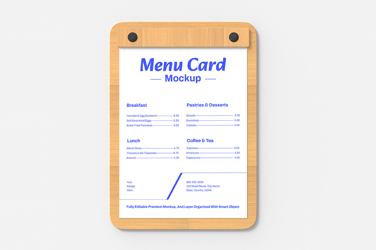 Food Menu Card Mockup Design, a Product Mockup by graphypix (Photo 1 of 4)