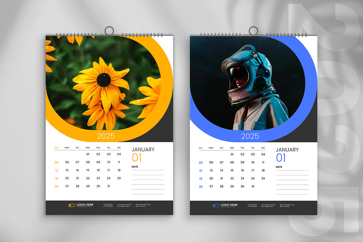 2025 wall calendar design template, a Stationery Template by Tanmoy Topu