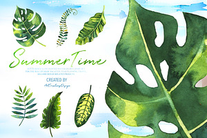 Watercolor Summertime Clipart Bundle