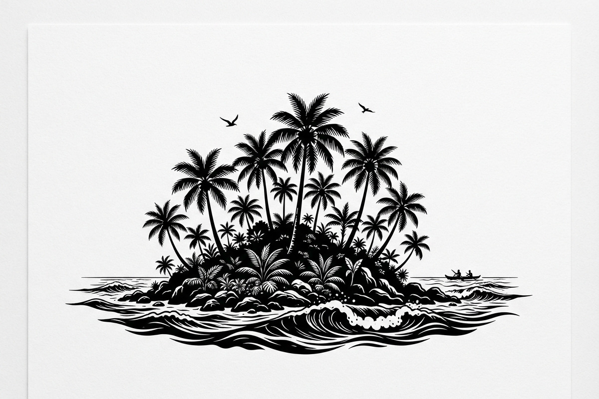 50 Tropical Palm Island Silhouette, an Empty State Illustration by Amazin_art (Photo 10 of 41)