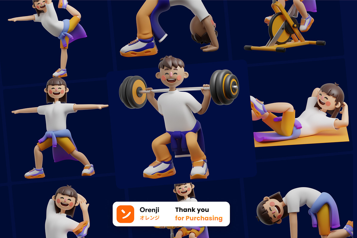 Yoga pose 3D Character pack, a Characters & Person 3D Model by orenjidesign (Photo 8 of 8)