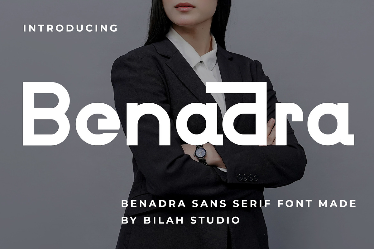 Benadra Sans Serif Font, a Sans Serif Font by Bilahstudio (Photo 1 of 12)