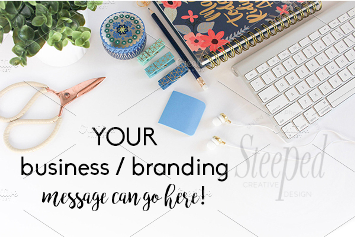 Gold, blue, green, keyboard flatlay, a Social Media Template by life i design by Nicki (Photo 2 of 3)