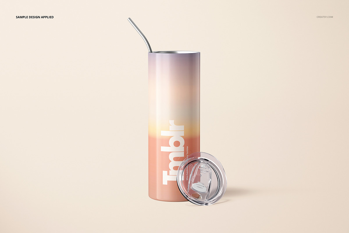 20oz Skinny Tumbler Mockup Set, a Cups & Container Mockup by creatsy5 (Photo 4 of 16)