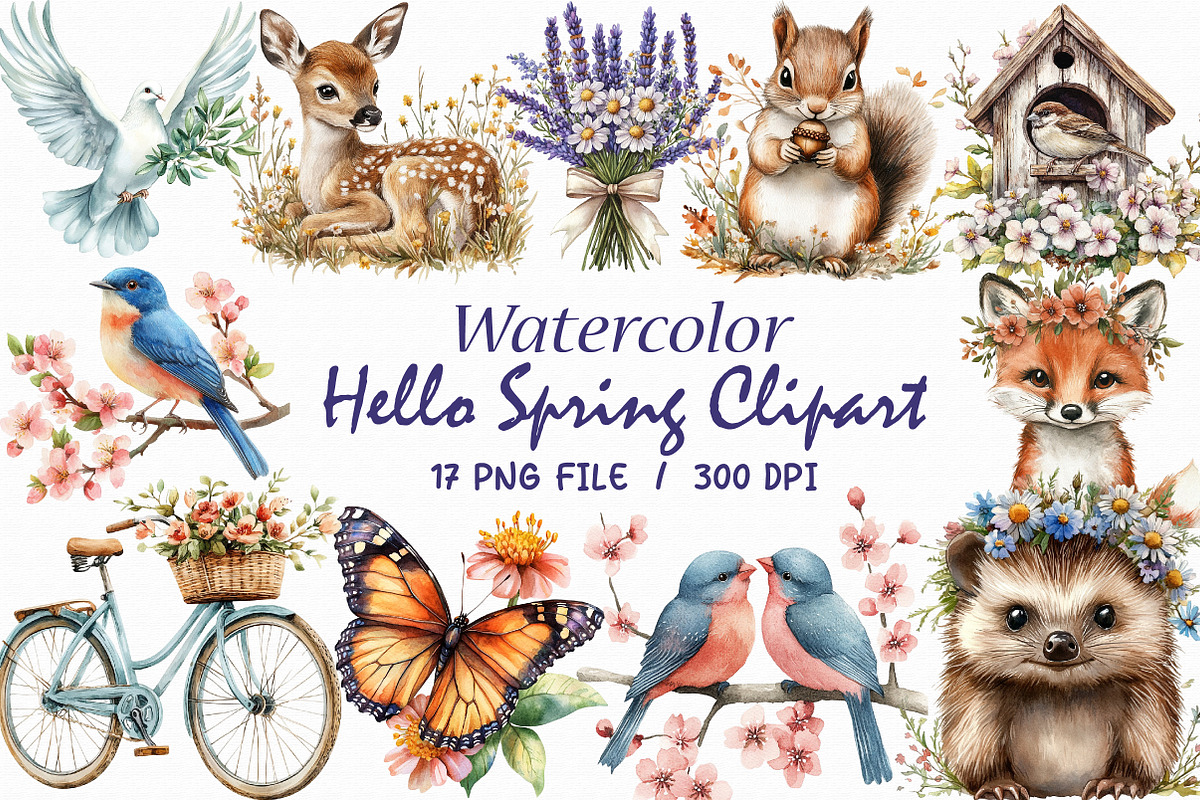Hello Spring Clipart, an Illustration by Libby Wishes (Photo 1 of 9)