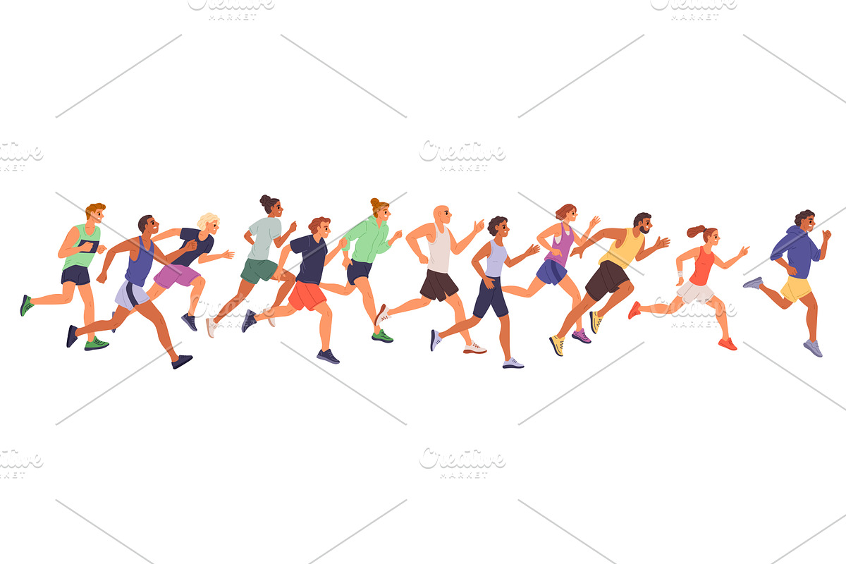 People participate in marathon, a Sport Illustration by Vectorbuum