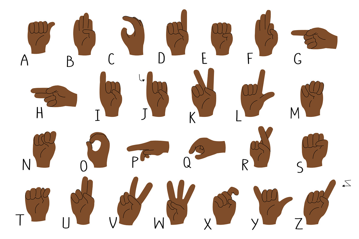 ASL Alphabet Hands (3 Skin Tones), a Graphic by Milota (Photo 3 of 4)