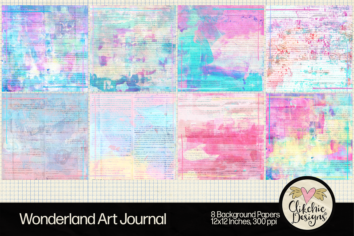 Wonderland Art Journal Backgrounds, a Texture Graphic by Clikchic Designs (Photo 2 of 10)
