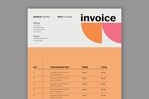 Minimal Orange Invoice With Shapes