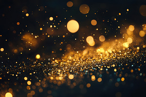 Golden bokeh lights and particles, a Photo by Pavel_design