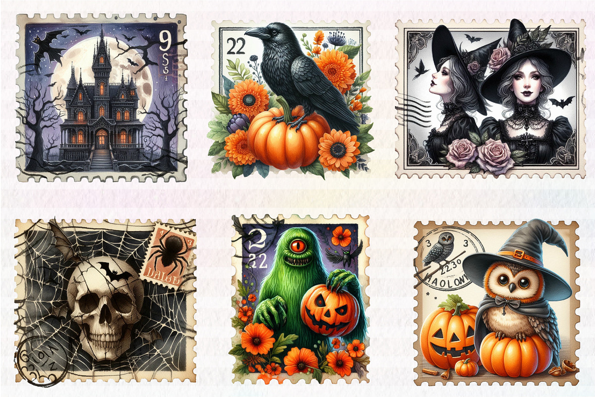 Halloween Postage Stamp Clipart, an Illustration by CreationArt (Photo 5 of 5)