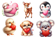 Valentine’s Day Cute Animals Clipart, an Illustration by Designworld (Thumbnail 2 of 5)