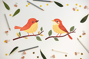 14 Cute Red Robin Bird on Tree Twig, an Animal Illustration by jongcreative (Thumbnail 2 of 8)