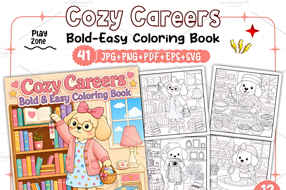 Cozy Careers Cute & Comfy Coloring, an Animal Illustration by Design Station (Photo 1 of 8)