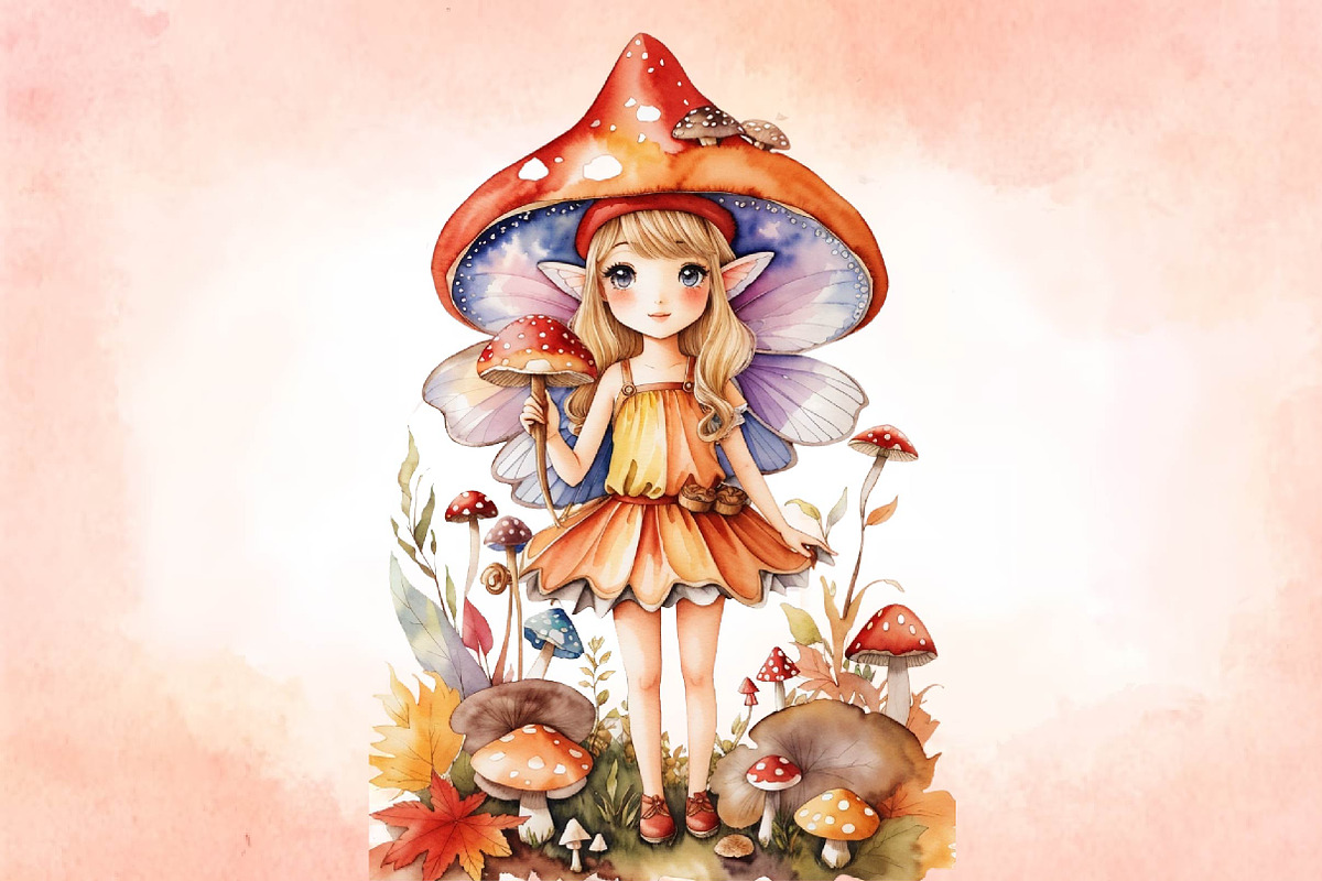 Autumn Fall Fairy Watercolor Clipart, a Seasonal Illustration by Craft Nest (Photo 2 of 5)